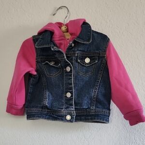 Arizona Jean Company Kids Denim Jacket with Pink Hood & Sleeves